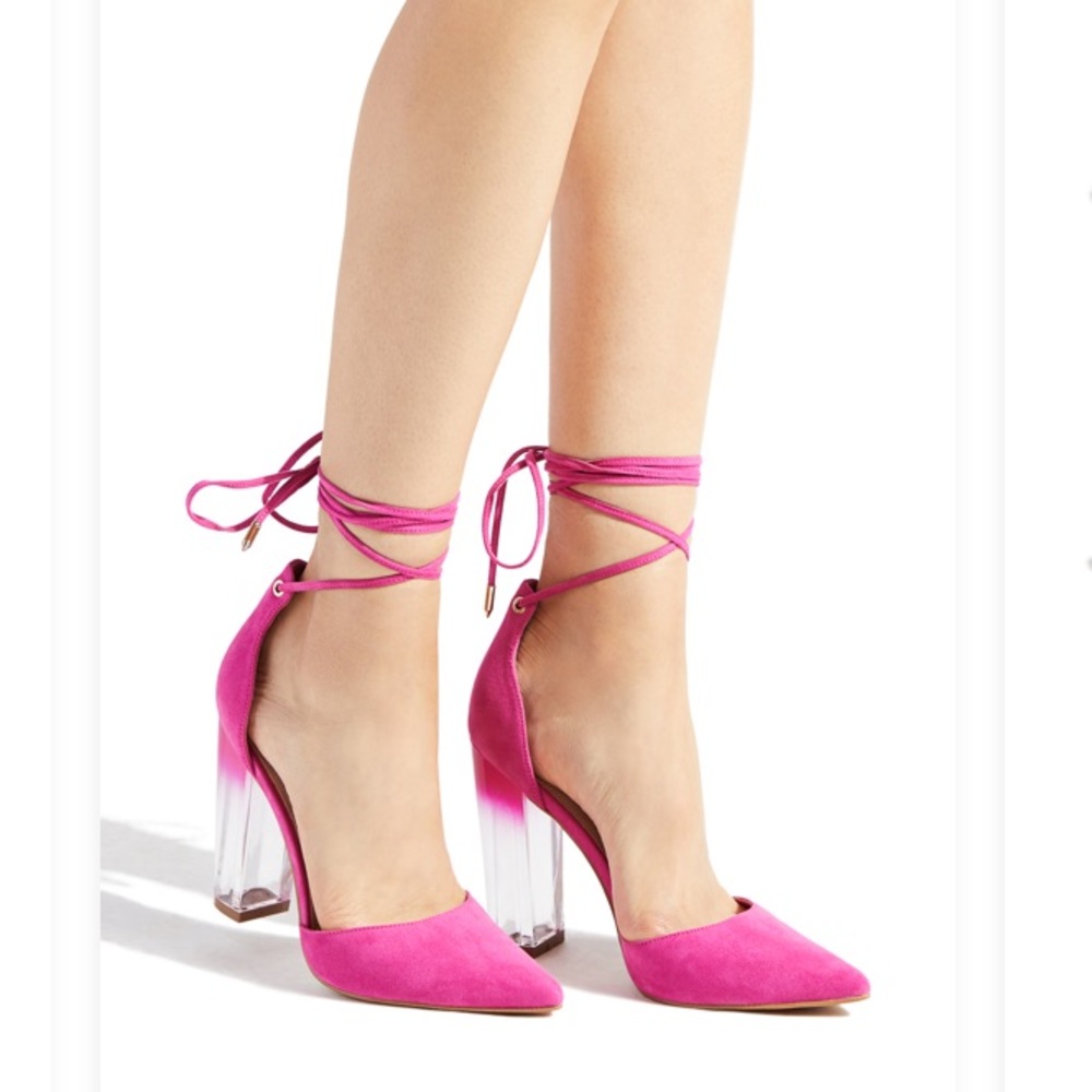 Pointy toe block ombré heels